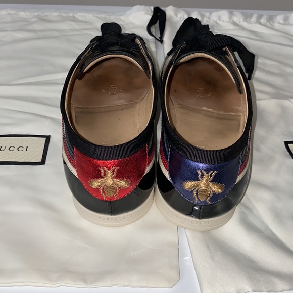 GUCCI
Patent Calfskin Web Falacer Sneakers Gucci Men size 6 Black - Picture 12 of 13